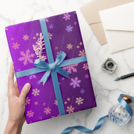 Presente Papel de enrolar Neon Snowflakes, folha de alumíni