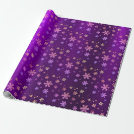 Presente Papel de enrolar Neon Snowflakes, folha de alumíni
