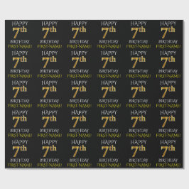 Presente Papel de enrolar preto, "FELIZ 7 ANIVERSÁRIO"