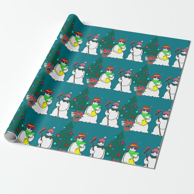Presente papel de envolvimento 15 dos bonecos de neve (Desenrolado)