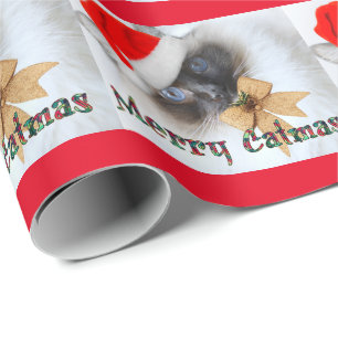 Presente Papel de envolvimento adorável do Natal do gato d