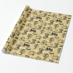 Presente Papel de envolvimento amarelo do teste padrão de