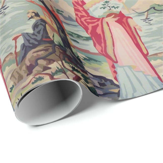 Presente Papel de envolvimento asiático da mulher do (Ponta do rolo)