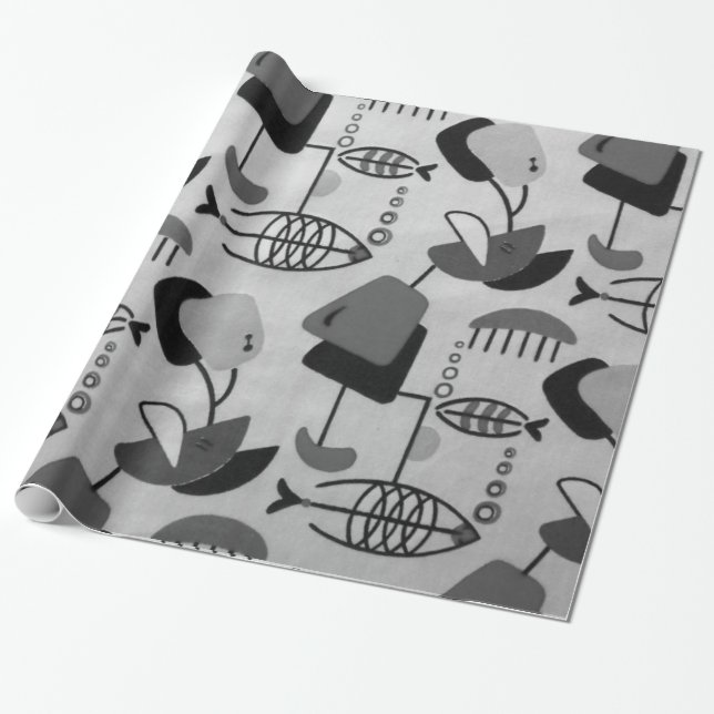 Presente Papel de envolvimento atômico preto e branco do (Desenrolado)