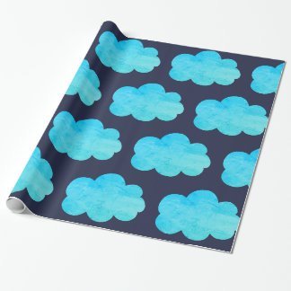 Presente Papel de envolvimento azul com nuvens