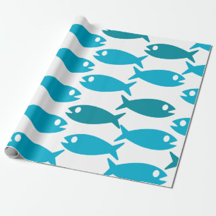 Presente Papel de envolvimento azul do design dos peixes