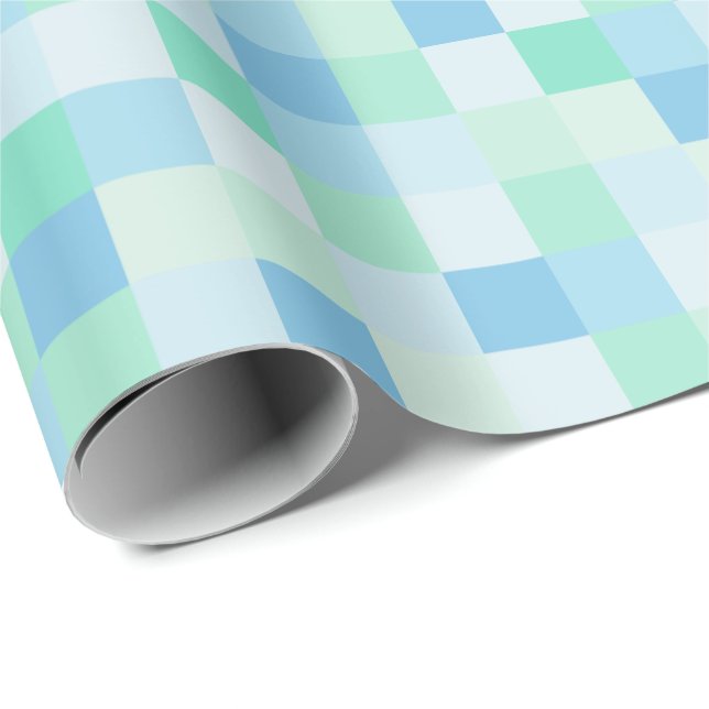 Presente Papel de envolvimento azul dos quadrados do azul e (Ponta do rolo)