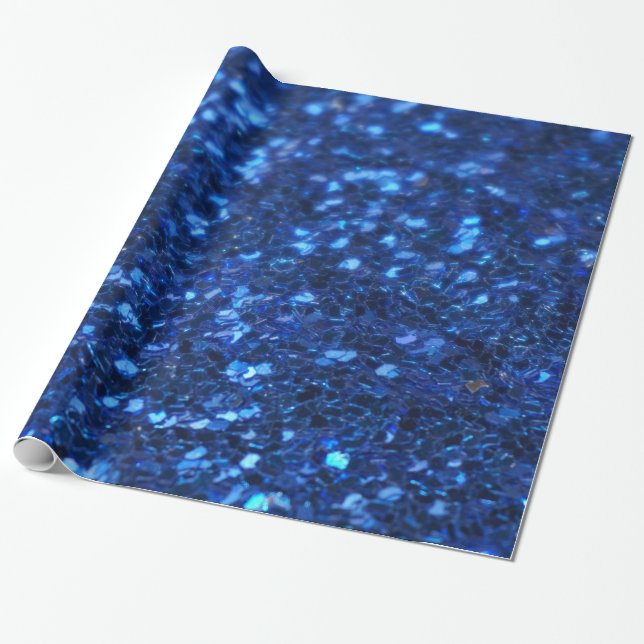 Presente Papel de envolvimento azul escuro do brilho (Desenrolado)