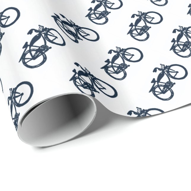 Presente Papel de envolvimento azul velho da bicicleta (Ponta do rolo)