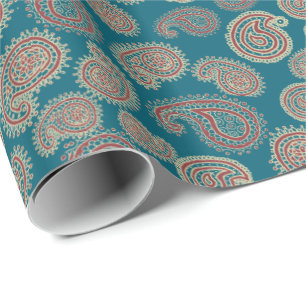 Presente Papel de envolvimento bege azul vermelho de