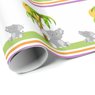 Presente Papel de envolvimento bonito do elefante do bebê