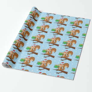 Presente Papel de envolvimento bonito do esquilo do Natal