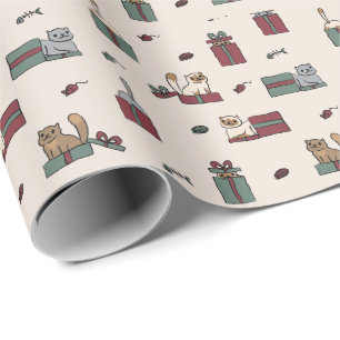 Presente Papel de envolvimento bonito do feriado do gato