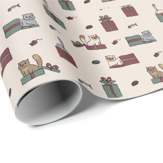 Presente Papel de envolvimento bonito do feriado do gato