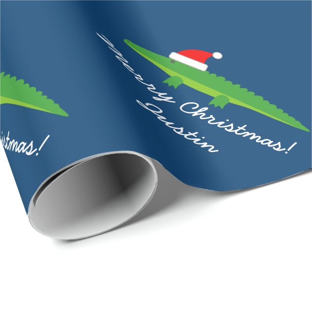 Presente Papel de envolvimento bonito do Natal do jacaré do (Ponta do rolo)