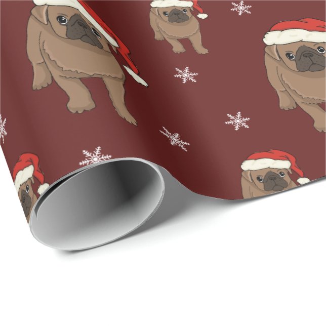 Presente Papel de envolvimento bonito do Natal do Pug (Ponta do rolo)
