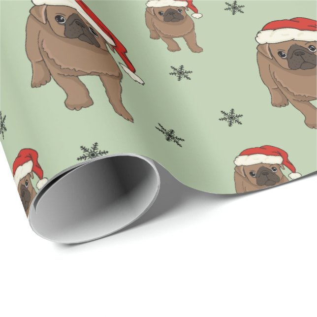 Presente Papel de envolvimento bonito do Natal do Pug (Ponta do rolo)