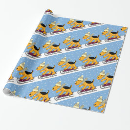 Presente Papel de envolvimento bonito do trenó de w do cão