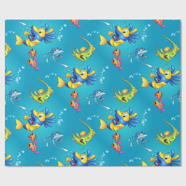 Presente Papel de envolvimento bonito dos peixes dos (Aberto)