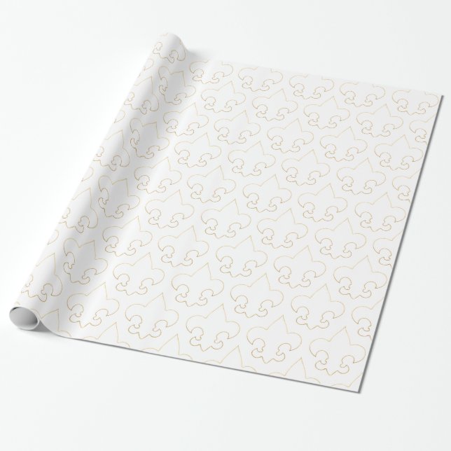 Presente Papel de envolvimento branco & Dourado elegante da (Desenrolado)