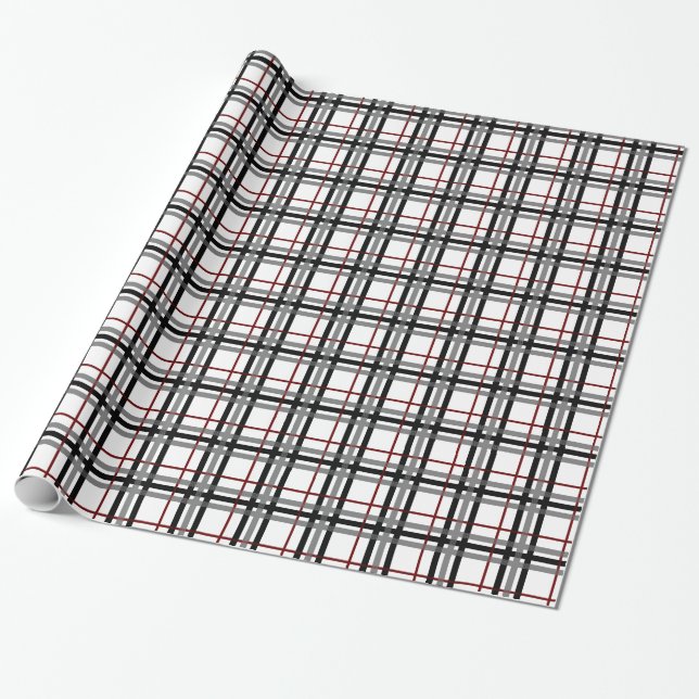 Presente Papel de envolvimento branco e vermelho preto da (Desenrolado)