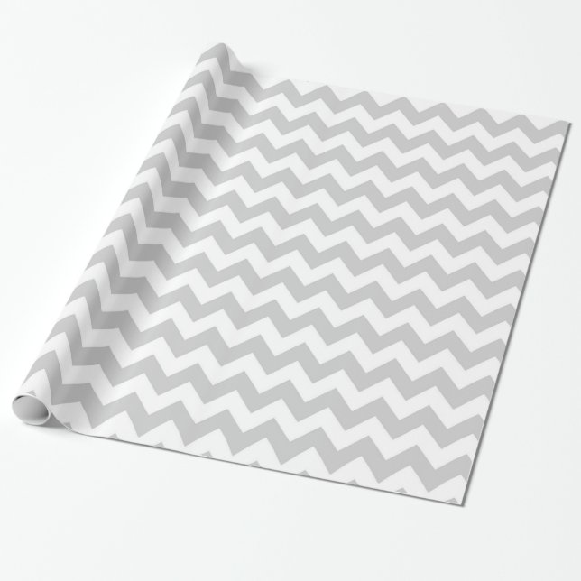 Presente Papel de envolvimento cinzento da cor de Chevron (Desenrolado)