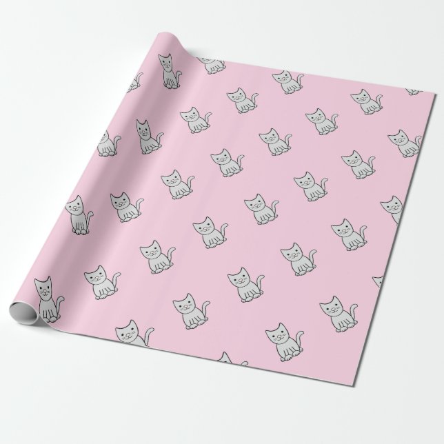 Presente Papel de envolvimento cinzento dos gatos do (Desenrolado)