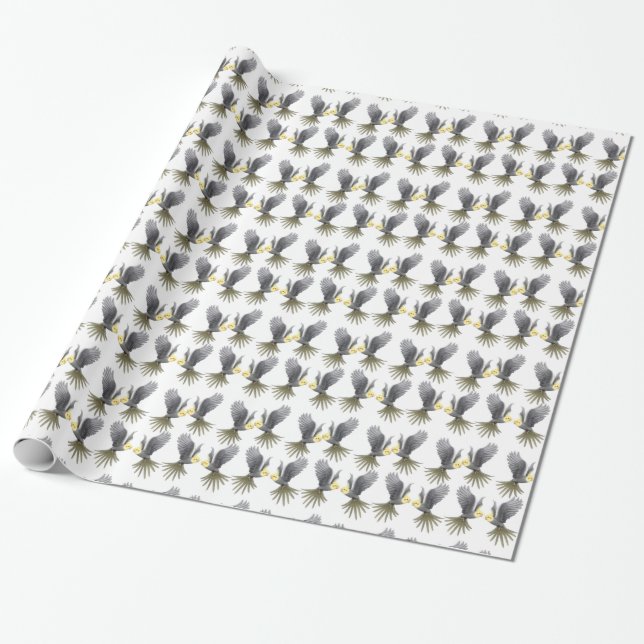 Presente Papel de envolvimento cinzento dos papagaios do (Desenrolado)