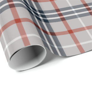 Presente Papel de envolvimento cinzento/vermelho da xadrez