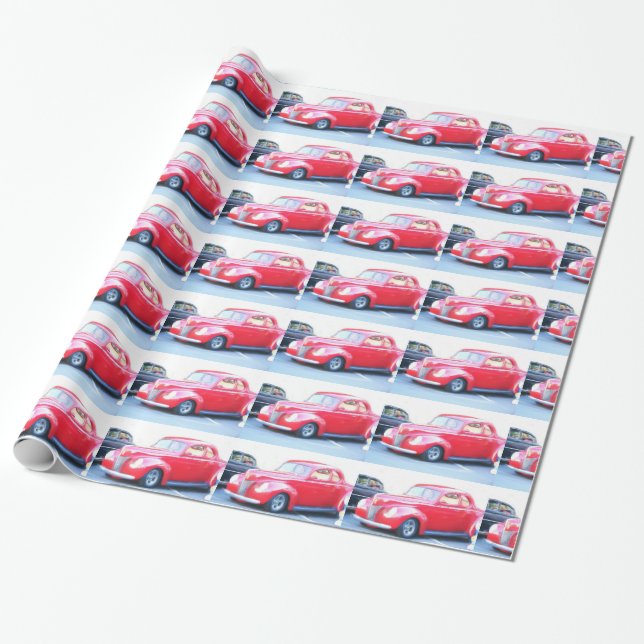 Presente Papel de envolvimento clássico vermelho do carro (Desenrolado)