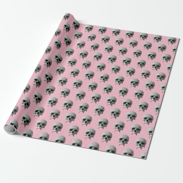 Presente Papel de envolvimento cor-de-rosa do crânio, teste (Desenrolado)