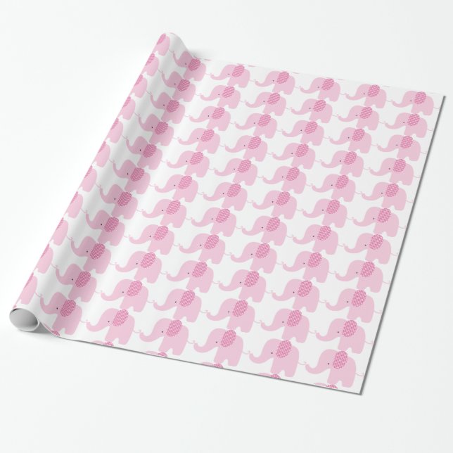 Presente Papel de envolvimento cor-de-rosa do elefante do (Desenrolado)