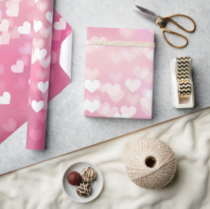 Presente Papel de envolvimento cor-de-rosa dos corações d