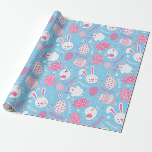 Presente Papel de envolvimento cor-de-rosa e azul simples