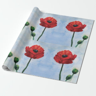 Presente Papel de envolvimento da aguarela das papoilas, 30