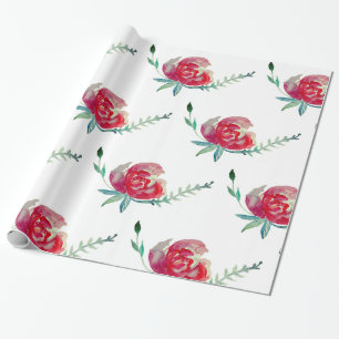 Presente Papel de envolvimento da arte da aguarela do rosa