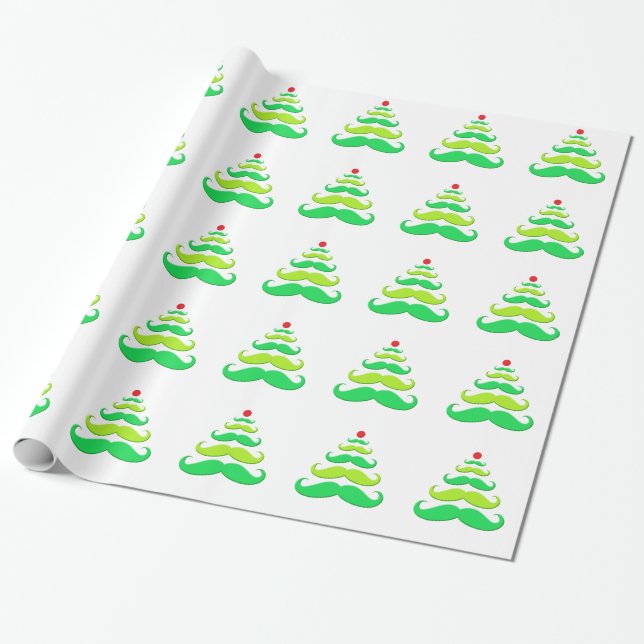 Presente Papel de envolvimento da árvore de Natal do bigode (Desenrolado)