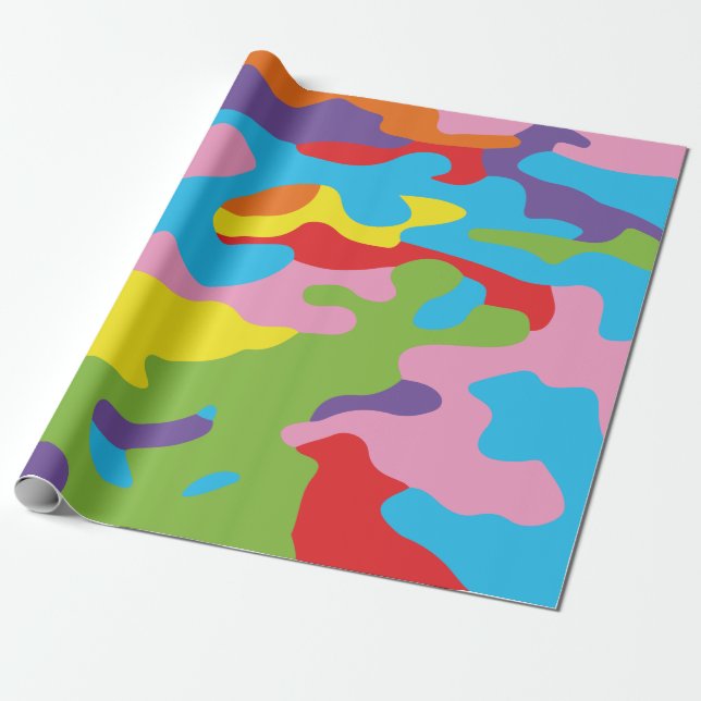 Presente Papel de envolvimento da camuflagem do arco-íris (Desenrolado)