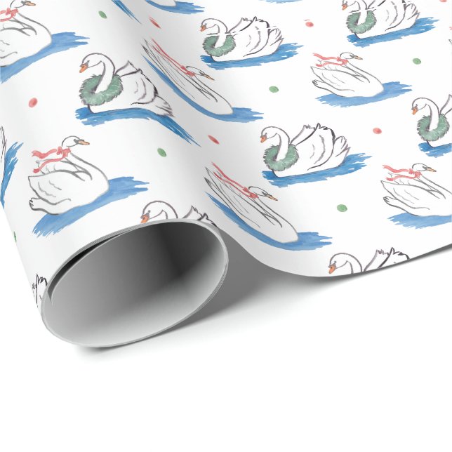 Presente Papel de envolvimento da cisne do Natal (Ponta do rolo)