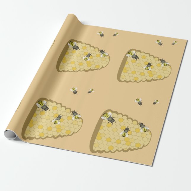 Presente Papel de envolvimento da colmeia da abelha (Desenrolado)