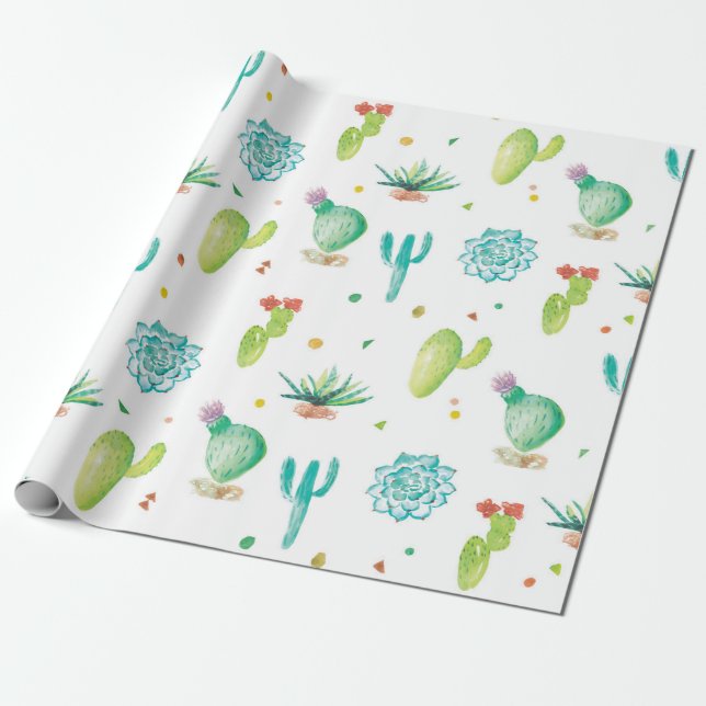 Presente papel de envolvimento da esteira do cacto da (Desenrolado)