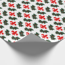 Papel de envolvimento da flor de lis e do azevinho