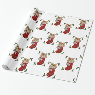 Presente Papel de envolvimento da meia do Natal do Corgi
