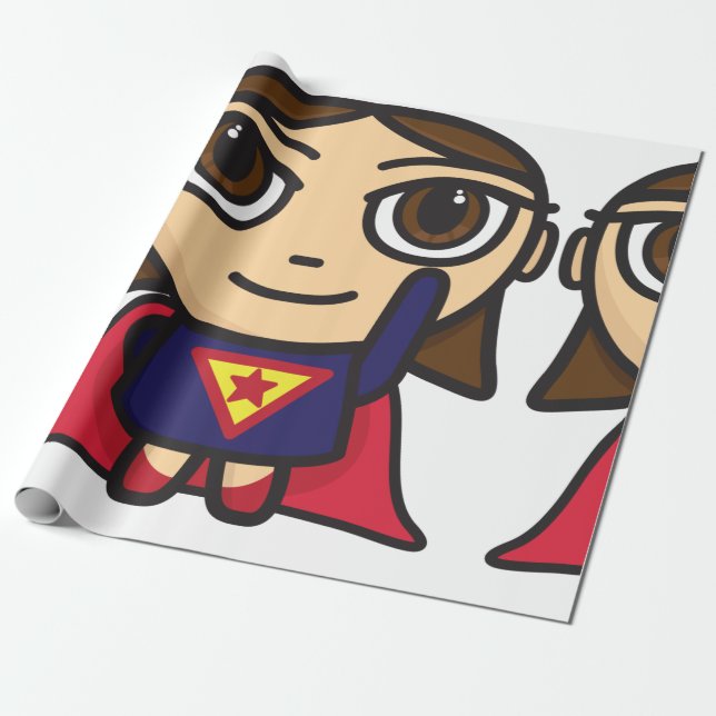 Presente Papel de envolvimento da menina do super-herói (Desenrolado)