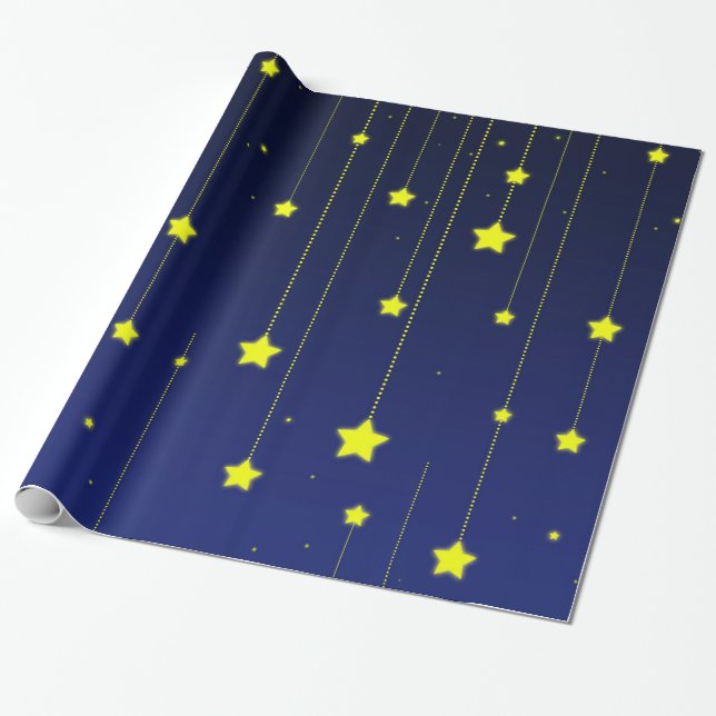 Presente Papel de envolvimento da noite estrelado (Desenrolado)