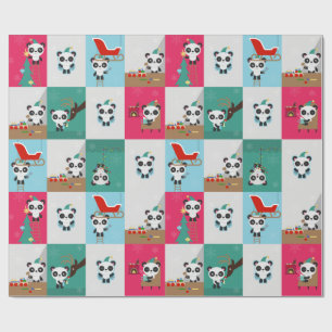 Presente Papel de envolvimento da panda/duende do feriado