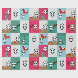 Presente Papel de envolvimento da panda/duende do feriado