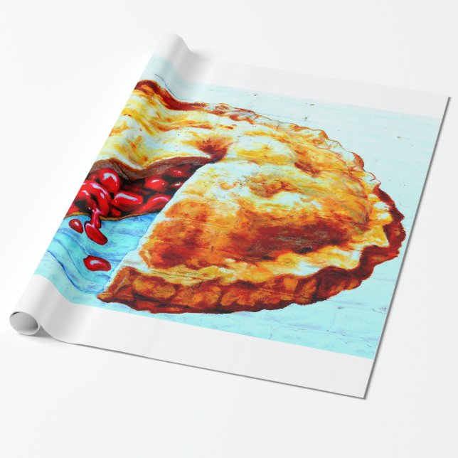 Presente papel de envolvimento da torta da cereja (Desenrolado)