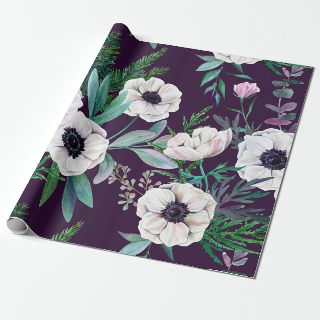 Presente Papel de envolvimento das anêmonas do inverno (Desenrolado)
