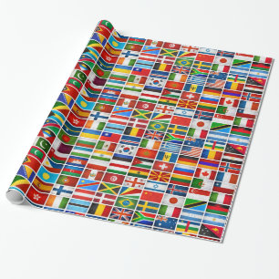 Presente Papel de envolvimento das bandeiras do mundo